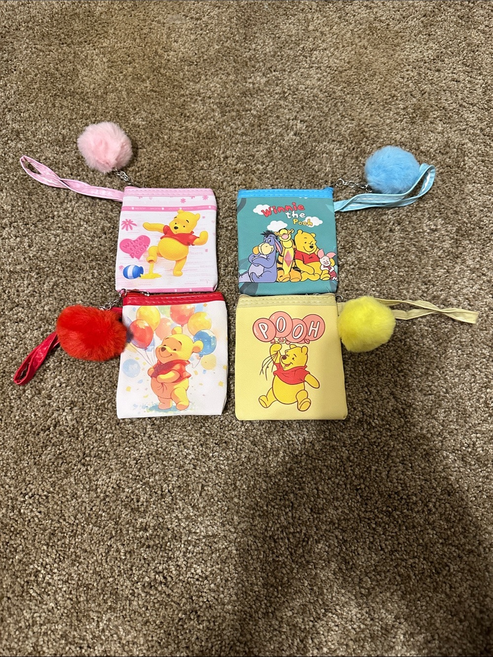 Kids Coin Pouches - Set of 4 (Pink, Blue, Red, Yellow)